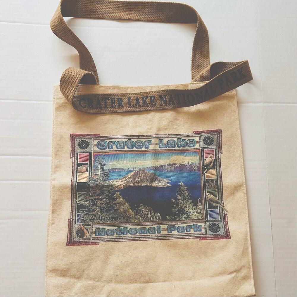 Vintage Crater Lake National Park Canvas Tote USA Made USA made cotton nature